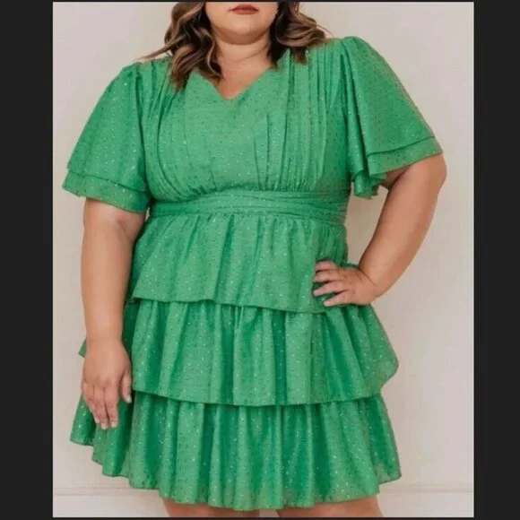 JessaKae | Dresses | Jessakae Ruffle Selena Dress Green Layered Ruffle  Tiered Dress Shortsleeved | Poshmark